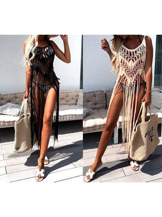 Copricostume Vestito Mini Coachella Donna Mare Frange Lunghe Woman Dress COV0260